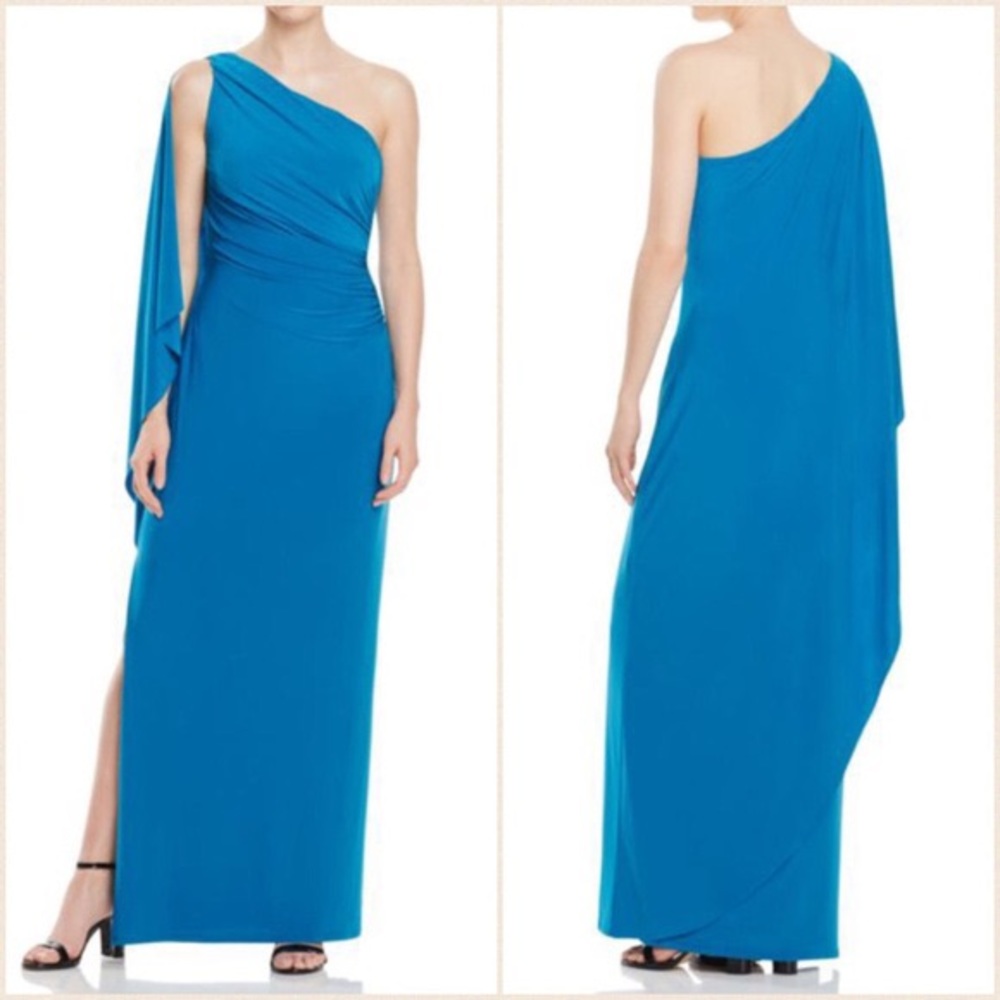 Lauren by Ralph Lauren gown turquoise w gorgeous fabric accent. Size 2P
